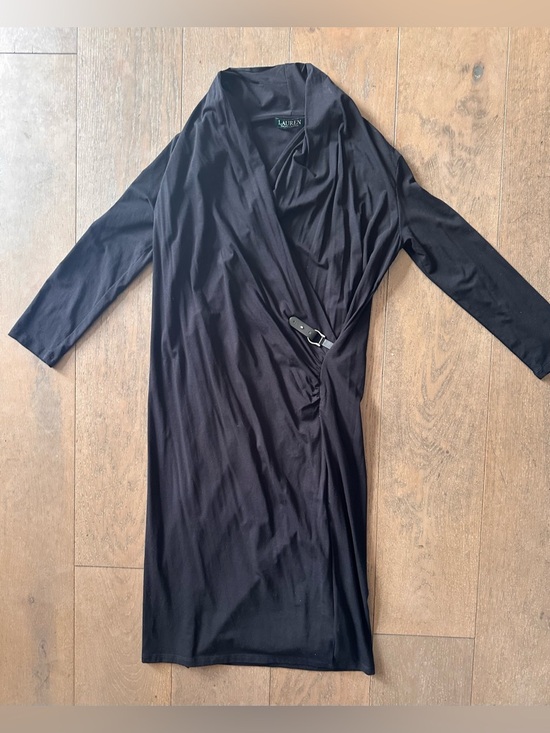 Ralph Lauren Dresses & Skirts - Lauren Ralph Lauren Black Wrap Dress Buckle Detail Long Sleeve Midi